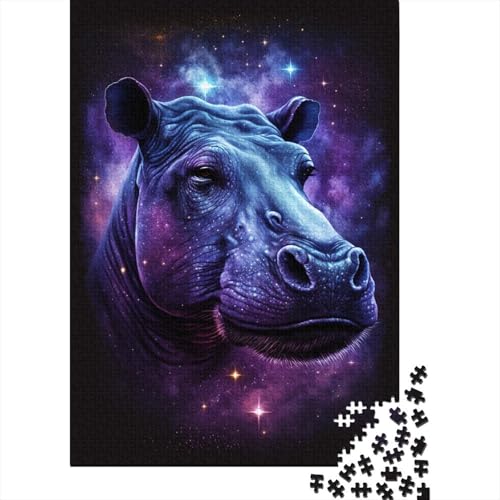 Galaxie Tier Nilpferd Puzzle für Kinder 300 Teile Puzzle für Kinder Puzzles 300 Teile für Kinder Herausfordernde Spiel Puzzles lustige Spiele 300 Stück (40 x 28 cm) von ABFFSDT