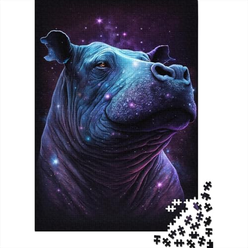 Galaxy Animal Hippo Puzzle 500 Teile Puzzle für Erwachsene, Denkspiel, Puzzlespielzeug für Erwachsene, 500 Teile (52 x 38 cm) von ABFFSDT