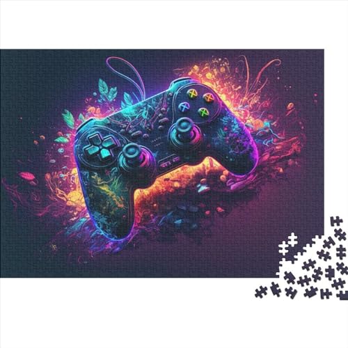 Gaming Neon Art1 1000-teiliges Puzzle für Teenager, Geschenke, Holzpuzzle, Puzzle für Erwachsene, Lernspiele für zu Hause, DIY-Spielzeug, 1000 Stück (75 x 50 cm) von ABFFSDT