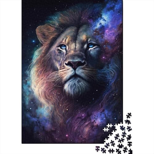 Holzpuzzle „Kosmischer Galaxie-Löwe“ für Kinder, 300 Teile, kreatives Puzzle, anspruchsvolle Familienspiele, Spielzeug, 300 Teile (40 x 28 cm) von ABFFSDT