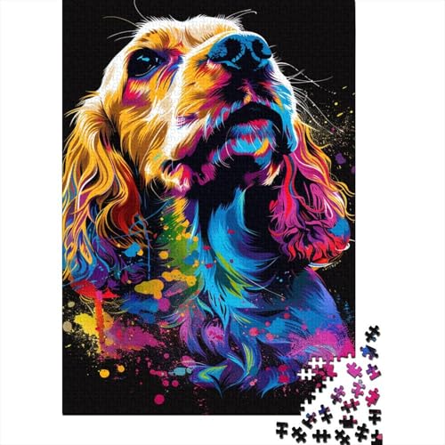 Holzpuzzle 300 Teile Englischer Cocker Spaniel Hund Art Jigsaw Kreatives rechteckiges Puzzle Tolles Puzzle für Erwachsene 300 Teile (40x28cm) von ABFFSDT