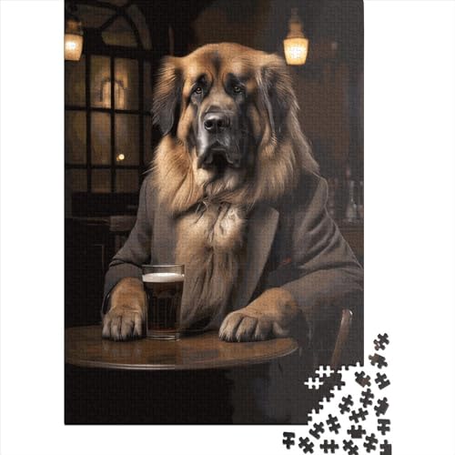 Holzpuzzle 500 Teile Leonberger Hund Puzzle für Kinder für Teenager Holzbrettpuzzle Lernspielzeug Familienspiele 500 Teile (52x38cm) von ABFFSDT