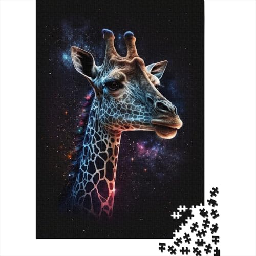 Holzpuzzle für Erwachsene, 300 Teile, Galaxie-Giraffe, Puzzle für Erwachsene, anspruchsvolles Denkspiel, 300 Teile (40 x 28 cm) von ABFFSDT