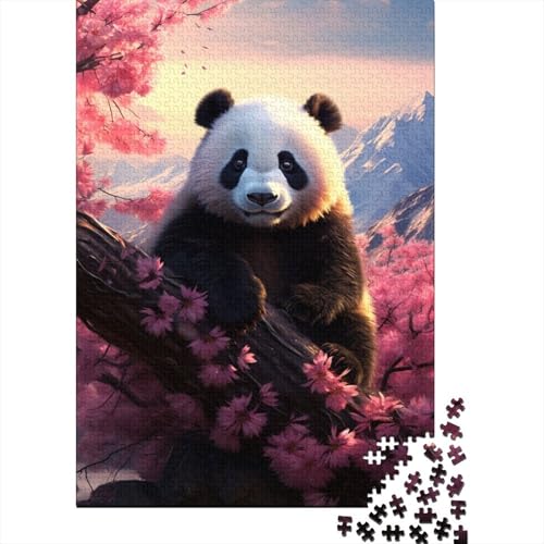 Holzpuzzle für Erwachsene, 300 Teile, Kirschblüten- und Panda-Puzzle für Erwachsene, anspruchsvolles Denkspiel, 300 Teile (40 x 28 cm) von ABFFSDT