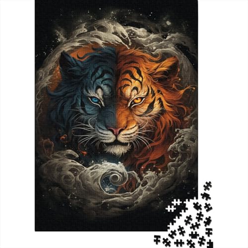 Holzpuzzle für Erwachsene, 300 Teile, Ying Yang, Drache und Tiger, Puzzle für Erwachsene, anspruchsvolles Denkspiel, 300 Teile (40 x 28 cm) von ABFFSDT