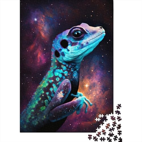 Holzpuzzle für Erwachsene, 500 Teile, Galaxy Gecko-Puzzle für Erwachsene, anspruchsvolles Denkspiel, 500 Teile (52 x 38 cm) von ABFFSDT