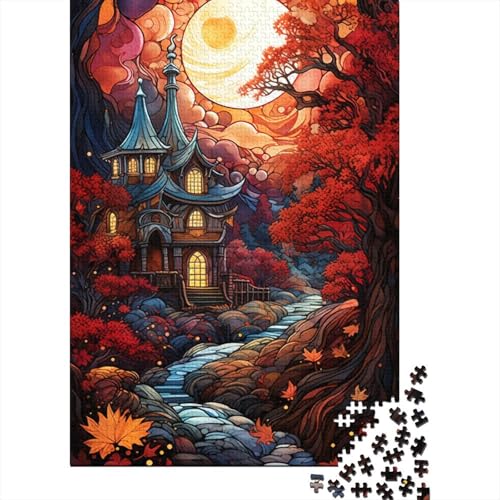 Holzpuzzle für Erwachsene, 500 Teile, farbenfrohe Herbststraßen, Puzzle für Erwachsene, anspruchsvolles Denkspiel, 500 Teile (52 x 38 cm) von ABFFSDT