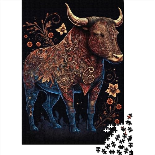 Holzpuzzle für Erwachsene, Bunte Fantasie-Kuh, 300 Puzzleteile, rechteckiges Puzzle, Spiel zur intellektuellen Entwicklung, 300 Teile (40 x 28 cm) von ABFFSDT