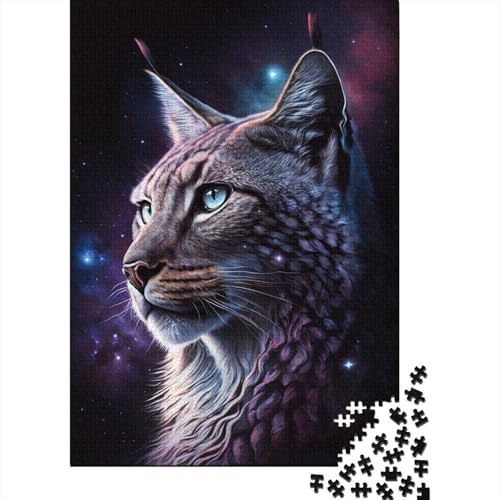 Holzpuzzle für Erwachsene „Luchs-Tiergalaxie“, 500 Puzzleteile, rechteckig, Spiel zur intellektuellen Entwicklung, 500 Teile (52 x 38 cm) von ABFFSDT