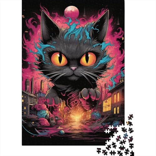 Katzenpuzzle für Erwachsene, 1000-teiliges Puzzle für Erwachsene, Holzpuzzle, lustiges Dekomprimierungsspiel, 1000 Teile (75 x 50 cm) von ABFFSDT