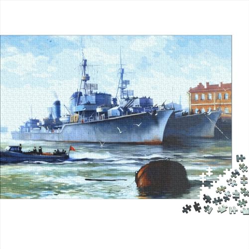 Kriegsschiff-Puzzle für Erwachsene und Jugendliche, 1000 Teile, Holzpuzzle für Erwachsene, Puzzles für Jugendliche ab 12 Jahren, 1000 Teile (75 x 50 cm) von ABFFSDT