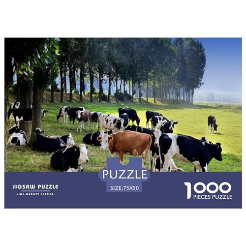 Kuh-Puzzle für Erwachsene und Jugendliche, 1000 Teile, Holzpuzzle für Teenager, Geschenke, Denksportspiel, 1000 Teile (75 x 50 cm) von ABFFSDT