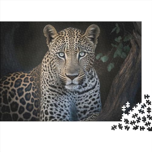 Leopard in der Nacht, Puzzle für Teenager, 300 Teile, Puzzle, Denksportaufgaben für Erwachsene, 300 Teile (40 x 28 cm) von ABFFSDT