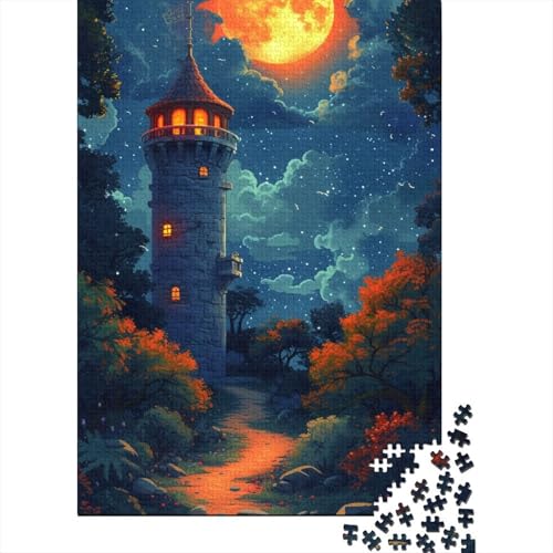 Leuchtturm bei Nacht Puzzle 300 Teile Puzzle für Erwachsene, Denkspiel, Puzzlespielzeug für Erwachsene, 300 Teile (40 x 28 cm) von ABFFSDT