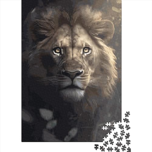 Löwe-Holzpuzzle für Erwachsene, Puzzle 1000 Teile, Puzzlespiel für Erwachsene, interessantes Spielzeug, personalisiertes Puzzle, Lernspielzeug, 1000 Teile (75 x 50 cm) von ABFFSDT