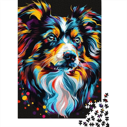 Miniatur-Amerikanischer Schäferhund, Holzpuzzle, 1000 Teile, Puzzle für Erwachsene, Lernspiel, Herausforderungsspielzeug, 1000 Teile (75 x 50 cm) von ABFFSDT