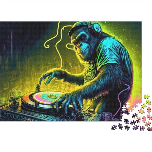 Musik-Gorilla-Puzzles für Erwachsene, 300-teiliges Puzzle für Teenager, Lernspiel, Herausforderungsspielzeug, 300 Stück (40 x 28 cm) von ABFFSDT