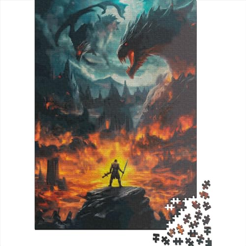 Mythologie-Drachen-Puzzle 500 Teile für Teenager, kreatives Holzpuzzlespielzeug, Familienspiel, Schwierigkeitsgrad, Herausforderung, Puzzles 500 Teile (52 x 38 cm) von ABFFSDT