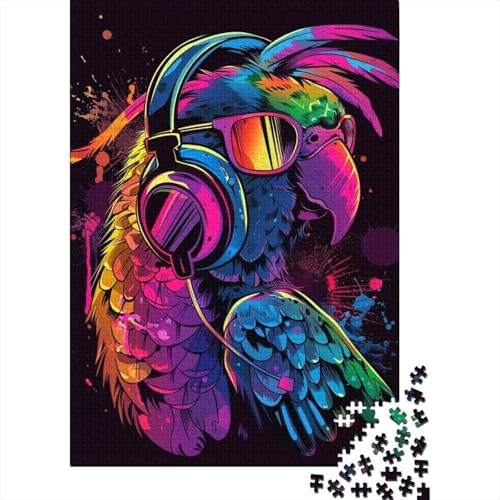 NParrot mit Sonnenbrille, Puzzle für Erwachsene, 1000-teiliges Puzzle für Teenager, Lernspiel, Herausforderungsspielzeug, 1000 Stück (75 x 50 cm) von ABFFSDT