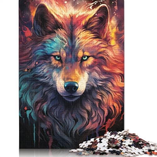 Nebula Wolfs farbenfrohes psychedelisches Puzzle mit 1000 Teilen, Puzzle für Erwachsene, Holzpuzzle, nachhaltiges Puzzle für Erwachsene | Spiele 1000 Teile (75 x 50 cm) von ABFFSDT