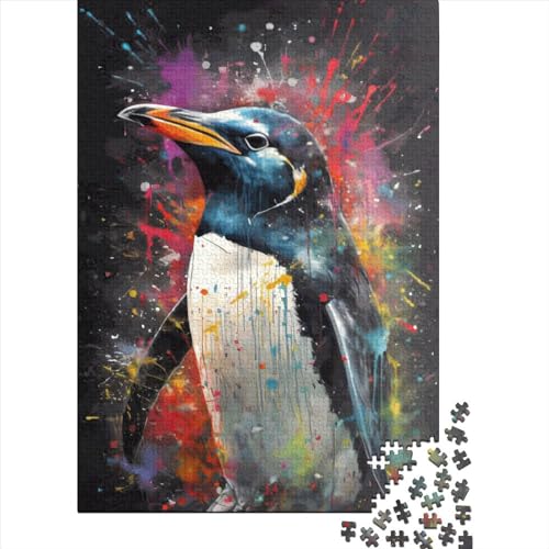 Pinguin-Malerei-Puzzle für Kinder, 1000-teiliges Puzzle für Kinder, Puzzle 1000 Teile für Kinder, anspruchsvolles Spiel, Puzzle, lustige Spiele, 1000 Teile (75 x 50 cm) von ABFFSDT