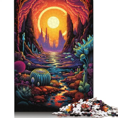 Psychedelic Desert Under Sunset1 Puzzle, 500 Teile, Puzzle für Erwachsene, Puzzles aus Holz, nachhaltiges Puzzle für Erwachsene | Spiele 500 Teile (52 x 38 cm) von ABFFSDT