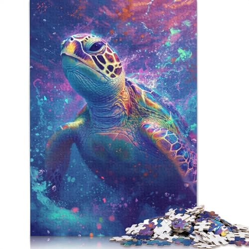 Psychedelic Planet Turtle Puzzle 1000-teiliges Puzzle für Erwachsene, Puzzle für Teenager, Geschenke, Lernspiel, Herausforderungsspielzeug, 1000 Stück (75 x 50 cm) von ABFFSDT