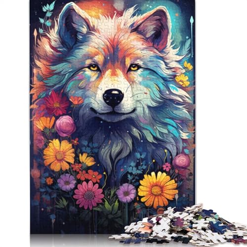 Psychedelische Malerei, Wolf-Puzzles für Erwachsene und Jugendliche, Holzpuzzles für Erwachsene, Puzzles, Puzzles für Erwachsene, Geschenke für Erwachsene, 300 Teile (40 x 28 cm) von ABFFSDT