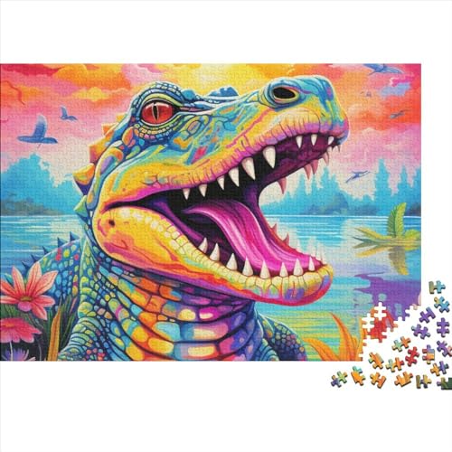 Psychedelisches Nilkrokodil-Puzzle mit 1000 Teilen für Erwachsene, Puzzle, Lernspiel, Herausforderungsspielzeug, 1000 Stück (75 x 50 cm) von ABFFSDT