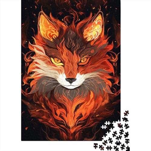 Puzzle, farbenfrohes Roboter-Fuchs-Kunstpuzzle, 500 Teile, Puzzle für Erwachsene, Holzpuzzle für Erwachsene, Stressabbau, 500 Teile (52 x 38 cm) von ABFFSDT