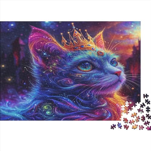 Puzzle „Cat King“ für Erwachsene, 300 Teile, Holzpuzzle, Lernspiel für Erwachsene Teenager, 300 Teile (40 x 28 cm) von ABFFSDT