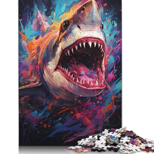 Puzzle „Die farbenfrohe Psychedelia der Hai-Mythologie“, 1000-teiliges Puzzle für Erwachsene, Puzzle für Teenager, Geschenke, Lernspiel, Herausforderungsspielzeug, 1000 Teile (75 x 50 cm) von ABFFSDT