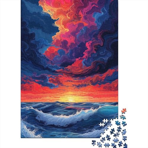 Puzzle „Sonnenuntergang und Wellen“ mit 500 Teilen für Erwachsene und Teenager ab 12 Jahren, 500 Teile (52 x 38 cm) von ABFFSDT