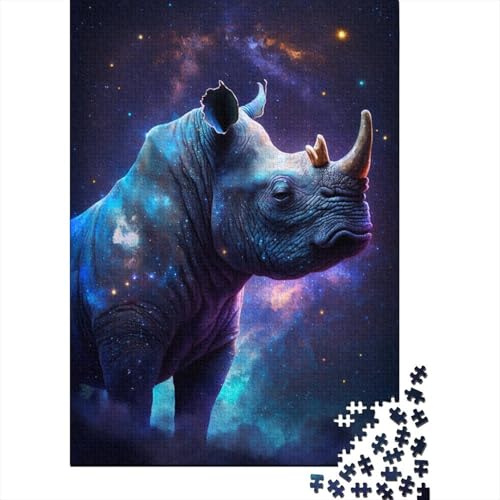 Puzzle 1000 Teile, Galaxie-Tier, Nashorn, quadratisches Puzzle für Erwachsene, Holzpuzzle, anspruchsvolles Spiel, Puzzle, 1000 Teile (75 x 50 cm) von ABFFSDT