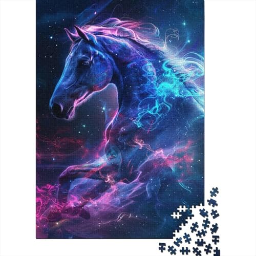 Puzzle 1000 Teile „Verträumtes lila Pferd“, Puzzle für Erwachsene, Denkspiel, Puzzlespielzeug für Erwachsene, 1000 Teile (75 x 50 cm) von ABFFSDT