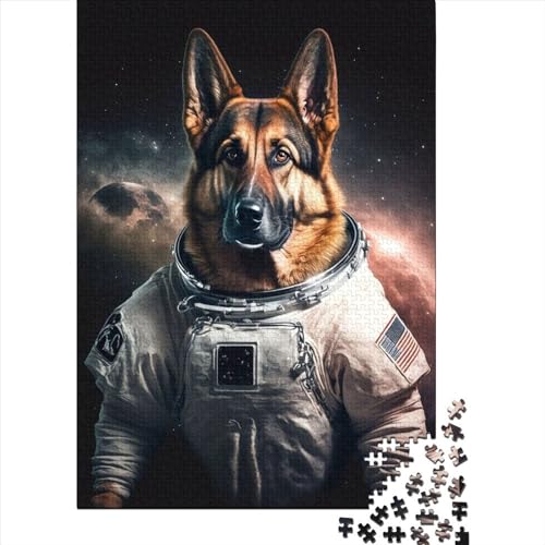 Puzzle 1000 Teile Deutscher Schäferhund Astronaut Puzzles Puzzle für Erwachsene und Schwierigkeitspuzzles Puzzle Kreative Lernspiele Spielzeug Geburtstagsgeschenk 1000 Teile (75 x 50 cm) von ABFFSDT