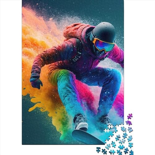 Puzzle 1000 Teile Snowboard_ Puzzle für Jungen und Mädchen, Schwierigkeitsgrad Puzzle, Holzpuzzle, Lernspielzeug, Spiele, 1000 Teile (75 x 50 cm) von ABFFSDT