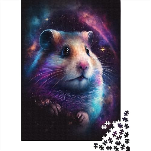 Puzzle 1000 Teile für Erwachsene, Puzzle mit Galaxie-Tierhamster, Puzzle für Teenager, Holzpuzzle, Heimdekoration, Puzzlespielzeug, 1000 Teile (75 x 50 cm) von ABFFSDT