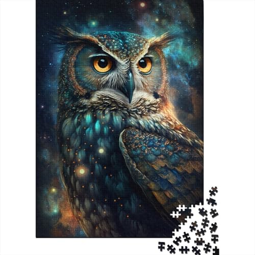 Puzzle 300 Teile, Kunst-Eulen-Galaxie-Puzzle für Kinder, Holzpuzzle, interessantes Stressabbau-Puzzle, 300 Teile (40 x 28 cm) von ABFFSDT