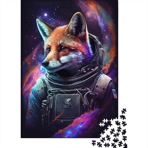 Puzzle 300 Teile Astronautenkunst Fuchs Puzzle Für Kinder Und Jugendliche Holzbrett Puzzle Lernspielzeug Familienspiele 300 Teile (40x28cm) von ABFFSDT