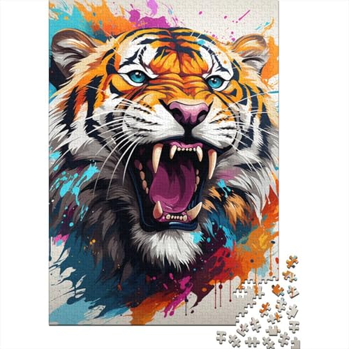 Puzzle 500 Teile Art Tiger Quadratische Puzzles für Erwachsene, Holzpuzzles Anspruchsvolles Spiel Puzzles 500 Teile (52x38cm) von ABFFSDT