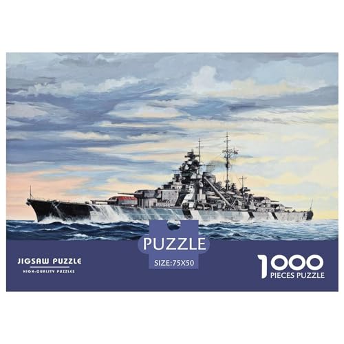 Puzzle für Erwachsene, 1000 Teile, Deutsches Schlachtschiff Bismarck, Puzzle, Puzzles für Erwachsene, Lernspiel, Herausforderungsspielzeug, 1000 Teile (75 x 50 cm) von ABFFSDT