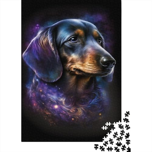 Puzzle für Erwachsene, 1000 Teile, Galaxie-Dackel, kreatives Holzpuzzle, praktisches Spiel, Familiendekoration, 1000 Teile (75 x 50 cm) von ABFFSDT