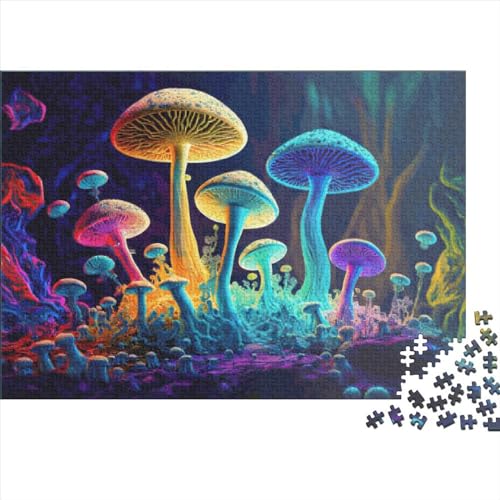 Puzzle für Erwachsene, 1000 Teile, Pilze, buntes Holzpuzzle für Erwachsene, Lernspiel, Herausforderungsspielzeug, 1000 Teile (75 x 50 cm) von ABFFSDT