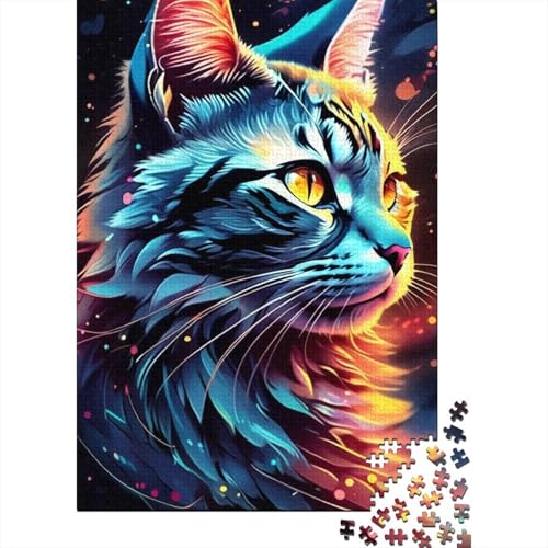 Puzzle für Erwachsene, 500 Stück, buntes Graffiti-Katzen-Puzzle, Puzzle für Erwachsene, Lernspiel, Herausforderungsspielzeug, 500 Teile (52 x 38 cm) von ABFFSDT