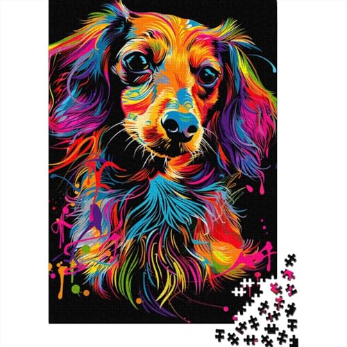 Puzzle für Erwachsene, 500 Teile, Dackel-Hundekunst, Holzpuzzles für Erwachsene, nachhaltige Puzzlespiele, 500 Stück (52 x 38 cm) von ABFFSDT