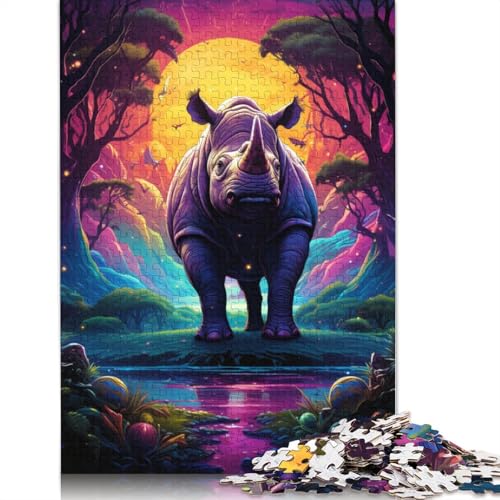 Puzzle für Erwachsene, 500 Teile, Geschenke für Farbnashörner, 15 Puzzles für Erwachsene und Teenager, Familienspiel für Erwachsene und Teenager, 500 Teile (52 x 38 cm) von ABFFSDT