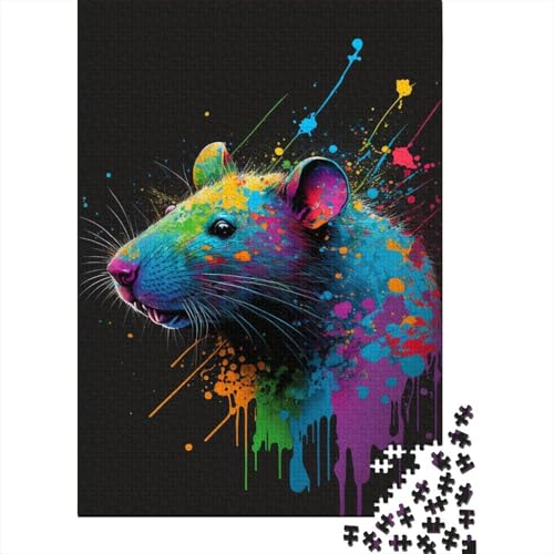 Puzzle für Erwachsene, 500 Teile, Puzzle für Erwachsene, Bunte Maus, kreative rechteckige Puzzles, Holzpuzzle, Puzzle 500 Teile (52 x 38 cm) von ABFFSDT