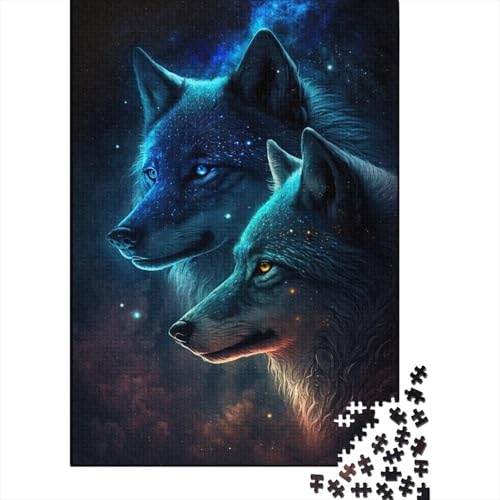 Puzzle für Erwachsene, Art Galaxy Wolf, 1000-teiliges Puzzle aus Holz, ab 18 Jahren, anspruchsvolles Spiel, 1000 Teile (75 x 50 cm) von ABFFSDT