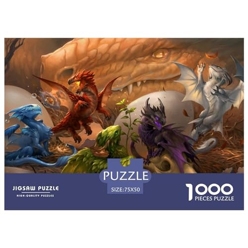 Puzzle für Erwachsene, Baby-Drachen, Puzzle für Erwachsene, Lernspiel, Herausforderungsspielzeug, 1000 Teile (75 x 50 cm) von ABFFSDT